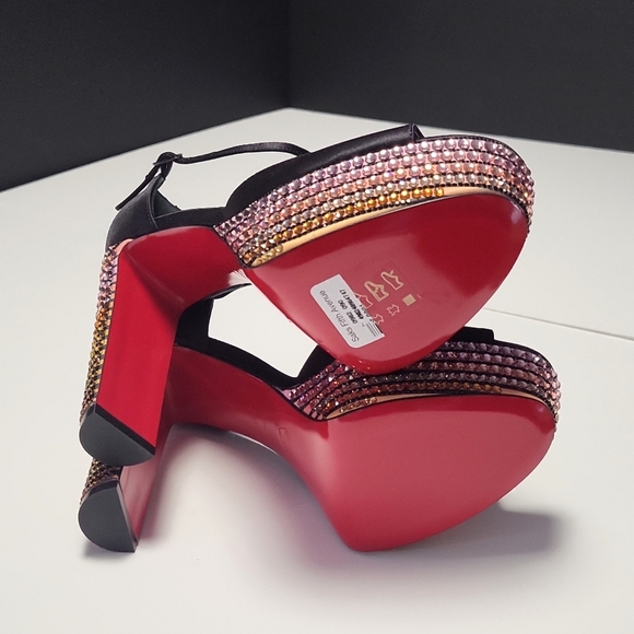 NIB2295 CHRISTIAN LOUBOUTIN Sandaloo Strass Red Sole Platform Sandals 38.5 8 - Picture 14 of 16